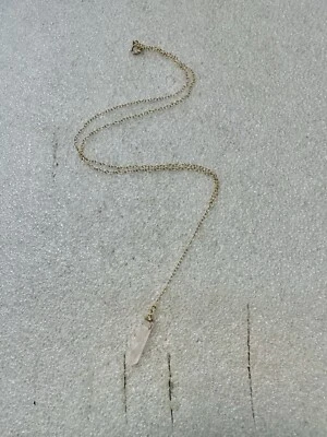 "Collar Y de cristal de cuarzo rosa y GF relleno de oro amarillo de 14k 16"""  Foto 1 de 4