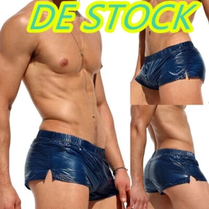 DE~iEFiEL Herren Shorts Lack Leder Optik Kurze Hose Elastische Taille Badehose - Bild 1 von 21