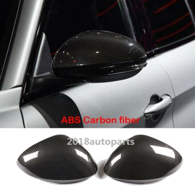 适用于 2017 年 + 阿尔法罗密欧 Giulia 一对碳纤维 ABS 后视镜盖帽 — 第 1/4 张图片