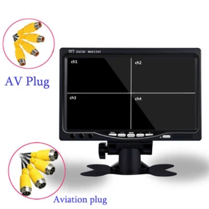 7 Inch HD 4 Split Quad 4 Video Input TFT LCD Car Rear View Monitor for Truck Bus - Picture 1 of 22