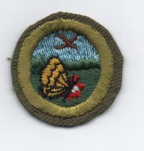 Nature Merit Badge, Type E Khaki Narrow Crimped (1947-60), Lt- Used - Picture 1 of 1