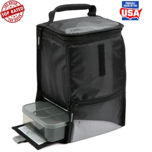 Insulated Lunch Pack Dual Compartment BPA Free Food Container Padded Handle New - Picture 1 of 11