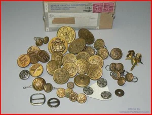 Gold Military Buttons, Medallions, & Pins - Genuine, Authentic, and Vintage. - Picture 1 of 10