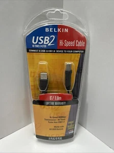 Belkin F3U133-06 USB2 Hi-Speed Cable 6' Type A to B 24K Gold Plated 6 Feet /1.8m - Picture 1 of 7