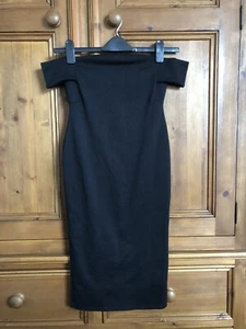 Missguided Black Off The Shoulder Dress Size 8 Slim Midi Really Good Condition ! - Picture 1 of 4