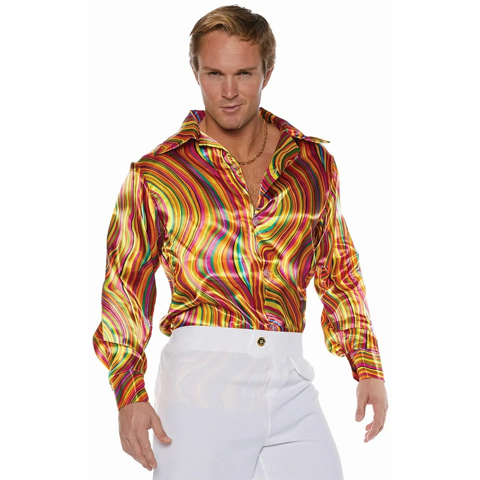 Orange Swirl Adult Disco Shirt Costume - Standard One Size Fits Most - Image 1 of 1