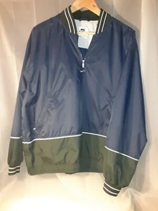 Maglione giacca a vento vintage Nike Big Blue Tag Logo Spell Out donna L 1/4 zip  - Foto 1 di 8