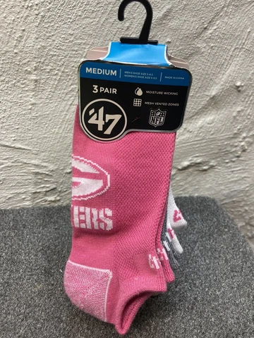 47 Brand NFL GREEN BAY PACKERS Football PINK 3-Pair WOMENS No Show Shoe Sz 5-9.5 Cover