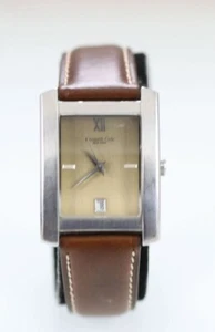 Kenneth Cole Watch Men Stainless Steel Leather Brown Water Res Date Gold Quartz - Picture 1 of 6