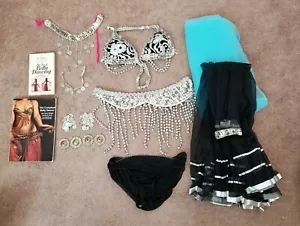 Vintage Bauchtanz Kostüm 12-teiliges Set ~ Fredericks ~ schwarz ~ Größe 10 ~ 70er Jahre - Bild 1 von 8