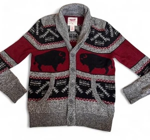 Mossimo Bison Cardigan Red Gray Black Medium - Picture 1 of 3