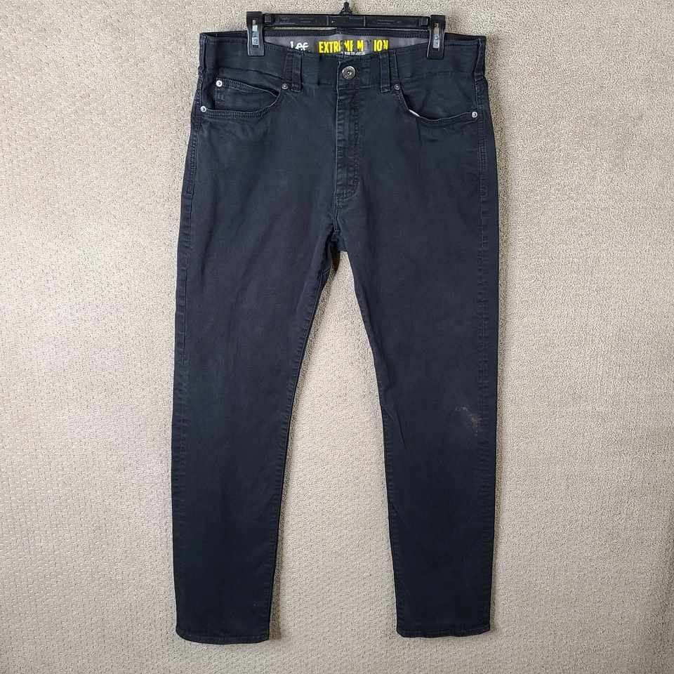 Lee Jeans Mens 36x34 (35x32) Black Extreme Motion Straight Slim Fit Straight Leg - Image 1 of 4