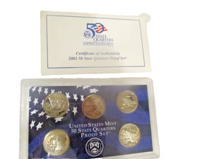 2002-S United States Mint 50 State Quarters Proof Set W/ COA. 5 Gem Grade Coins - Picture 1 of 5
