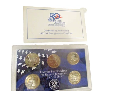 2002-S United States Mint 50 State Quarters Proof Set W/ COA. 5 Gem Grade Coins - Image 1 of 4