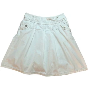 Esprit Damen Minirock weiß Plissee A-Linie gefüttert Knopfleiste Taille Freizeit Y2K - Bild 1 von 10