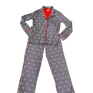 Pijama de franela flamenco gris y rosa PJ Salvage talla pequeña - Imagen 1 de 4