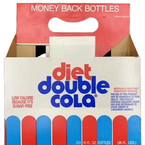 Vintage 80er Jahre Diät Doppel Cola Karton 6er Pack Kartonträger Original NOS - Bild 1 von 1