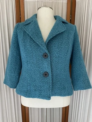 Cabi Wool Boucle Blazer Jacket Syle #186 Sz 10 Teal Blue Career Casual Business - Image 1 of 4