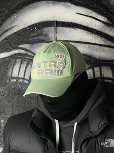 G-Star Raw 3301 Vintage Distressed Light Green Cap Hat - Picture 1 of 9