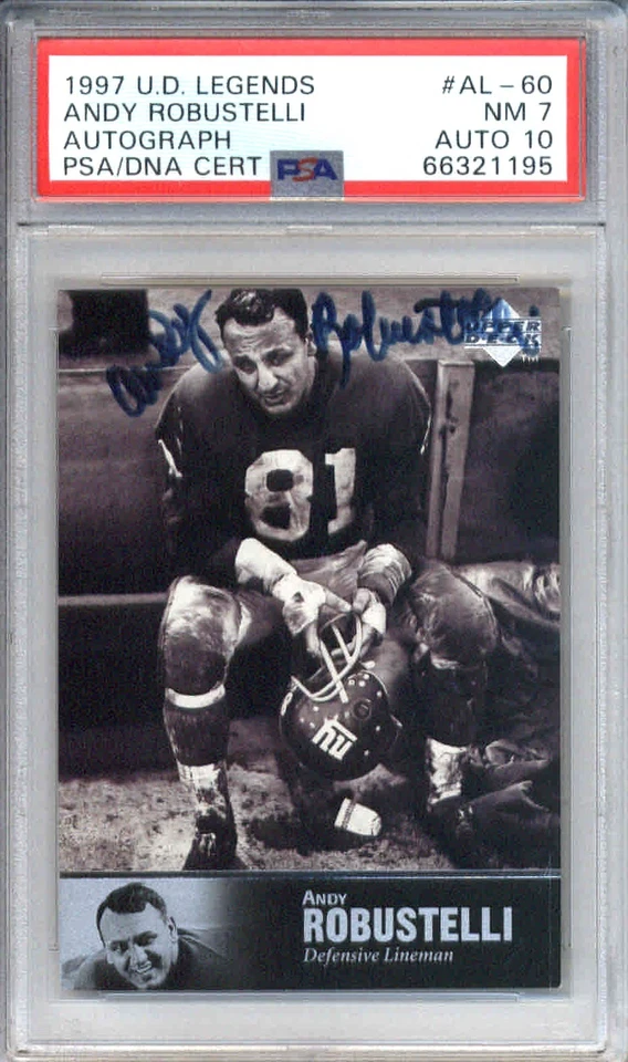 1997 UD Legends #AL-60 Andy Robustelli Auto PSA/DNA Cert PSA 7 NM Auto 10 - Image 1 of 1