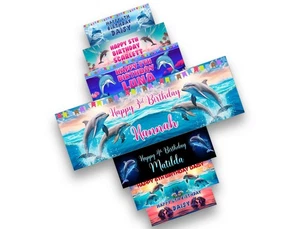 Personalised Birthday Banners Dolphin Design Children Party Decoration kids 379 - Picture 1 of 12