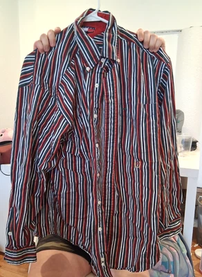 CAMISA TOMMY HILFIGER VINTAGE AÑOS 80 BLANCA CON RAYAS, MANGA LARGA VESTIDO BOTÓN Foto 1 de 4