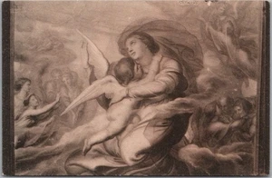 Postal vintage de NAVIDAD "Nos encontraremos en el cielo" Museo Wiertz, Bruselas - Imagen 1 de 2