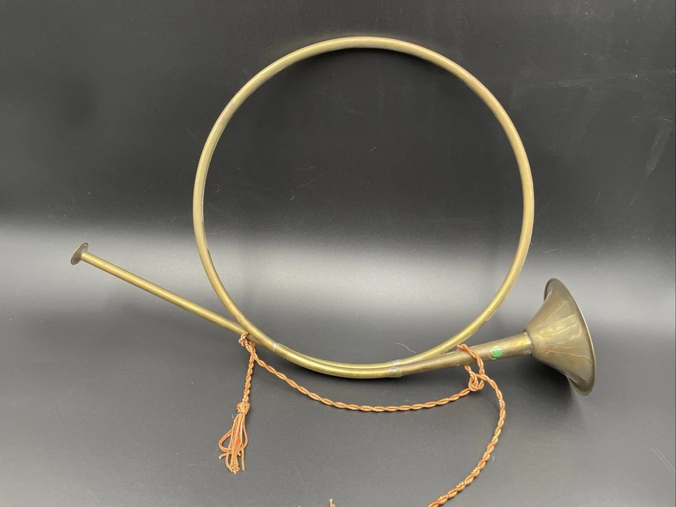 Vintage 21” Decorative Solid Brass Horn with Rope for Hanging Hand Crafted India - Image 1 of 4