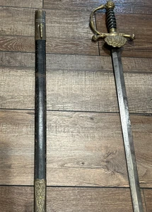 Antike deutsche Zeremonie 31" gerades Schwert Bergbau J Splichal Pribram Gluck Auf - Bild 1 von 18