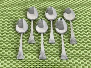 The Cellar CLF17 Stainless 6 Teaspoons Glossy Fan Ribbed Flatware - 6 1/8" - Picture 1 of 9