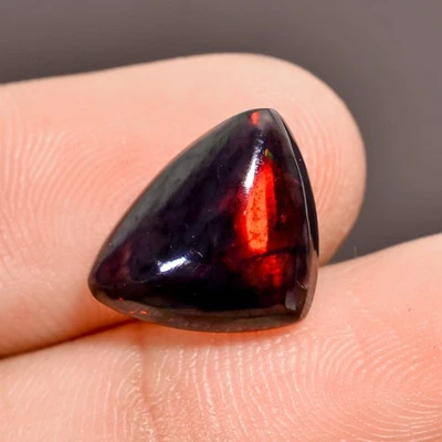 Natural Black Ethiopian Opal Triangle Cabochon Loose Gemstone 1.49 Ct 14X10X5 mm - Image 1 of 3