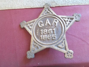 VINTAGE BRONZE FAHNENHALTER MARKIERUNG MILITÄR VETERAN GEDENKMAL 1861 - 1865 STERN GAR - Bild 1 von 10