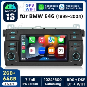 DAB+ Für BMW E46 3er 318 320 325 Android 13 2+64G Autoradio GPS Navi SWC CARPLAY - Bild 1 von 1