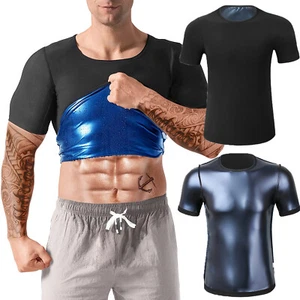 Sauna Suit Workout Sauna Exercise T-Shirt Compression for Men Waist Trainer Gym - Picture 1 of 40