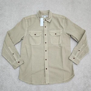 Camisa utilitaria pequeña Outerknown para hombre beige manga larga botón delantero - Imagen 1 de 12