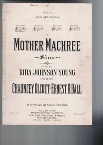VINTAGE SHEET MUSIC ,MOTHER MACHREE SONG , RIDA JOHNSON YOUNG - Picture 1 of 1