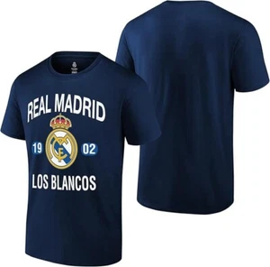 Camiseta de fútbol con licencia oficial del Real Madrid 2025 camiseta de algodón color blanco marino - Imagen 1 de 4