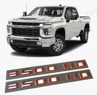 Placa de identificación emblema HD 3500 puerta roja negra 2 piezas 2019+ Silverado 3500HD 3500 HD Foto 1 de 4