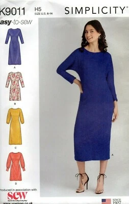 Simplicity Sewing Pattern 9011, EASY Knit Fabric Dresses, Size 6 - 14