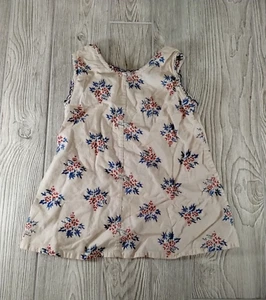 Lovi Mela 7Y Girls Youth Top Floral Beige Blue Red Sleeveless - Picture 1 of 5