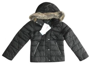 Marmot Kids Hailey Girls Down Puffer Jacket Black Faux Fur Trim XS 4 5 NWT $150 - Picture 1 of 7