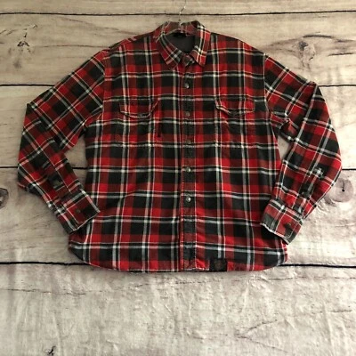 Speed and Strength Flannel Jacket S Mens Red Plaid Drop Out Moto Zip Shacket SM - Image 1 of 4