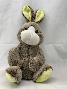 Animal Adventure Brown Green Flower Embossed Ears Sweet Sprouts Bunny Plush 13" - Picture 1 of 8