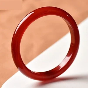 Natural White/Red Agate Jade Hand Carved Bracelet Bangle 56-64mm Jewelry Healing - Picture 1 of 12