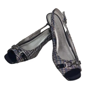 Kitten heal women sz 9m Bit Buckle equestrian Mosaic Open Toe 50’s Mrs Maisel - Picture 1 of 8