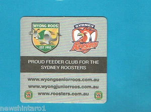 #D203. WYONG ROOS &  SYDNEY ROOSTERS  RUGBY LEAGUE BEER COASTER - Picture 1 of 1