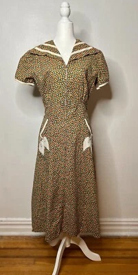 Vestido de casa vintage Lee Wentley de Wentworth | M | Novedad con cremallera frontal | Años 40’s Foto 1 de 4