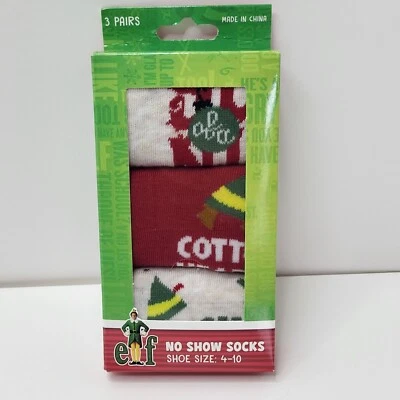 Nuevo Elf The Movie Buddy Sayings 3 pares de calcetines tobilleros para mujer talla 4-10 Foto 1 de 4