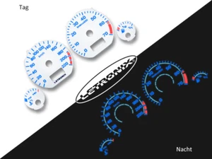 LETRONIX Plasma Tacho Tachoscheiben EL-Dash VW Golf 3 Vento 0-220 km/h - Picture 1 of 1