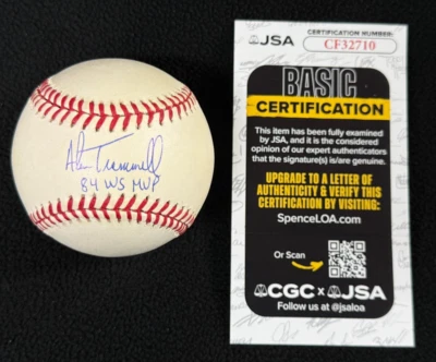 Alan Trammell Signed & Inscribed "84 WS MVP" Detroit Tigers OAL Baseball JSA COA - Image 1 of 4